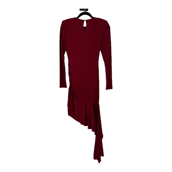 ASTR the Label dress Asymmetric Ruffle Hem burgundy size Small S - Picture 3 of 7